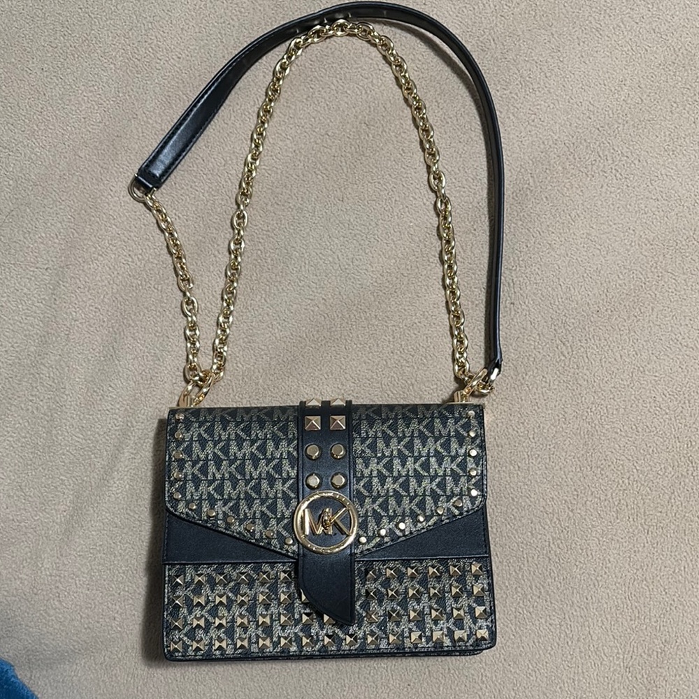 Michael Kors Black and Gold Embellished Bag